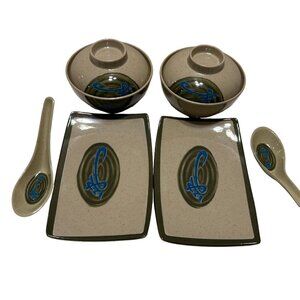 2 - Tai-Hong “Wei” Melamine Ware Sushi Plate Miso Rice Bowl Lid Spoons